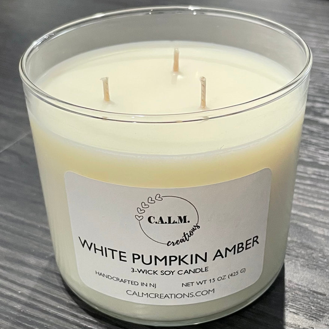WHITE PUMPKIN AMBER 3-Wick Soy Candle
