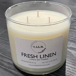 FRESH LINEN 3-Wick Soy Candle